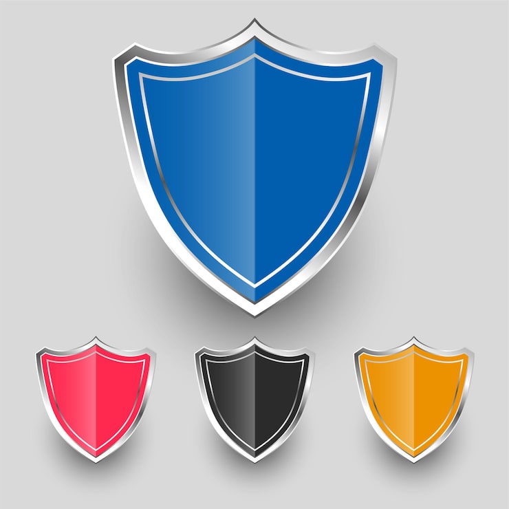 Vecteur gratuit conception de jeu de symboles de bouclier insignes métalliques