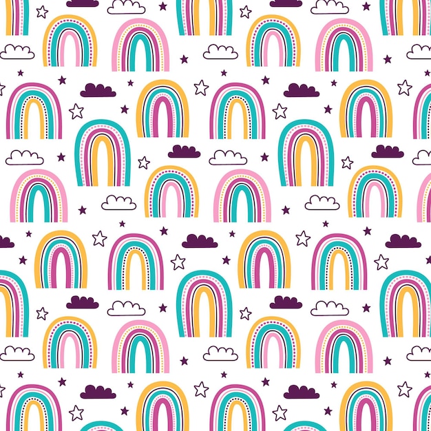 Vecteur gratuit conception de modèle arc-en-ciel dessiné à la main