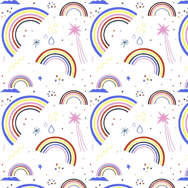 Vecteur gratuit conception de modèle arc-en-ciel dessiné à la main