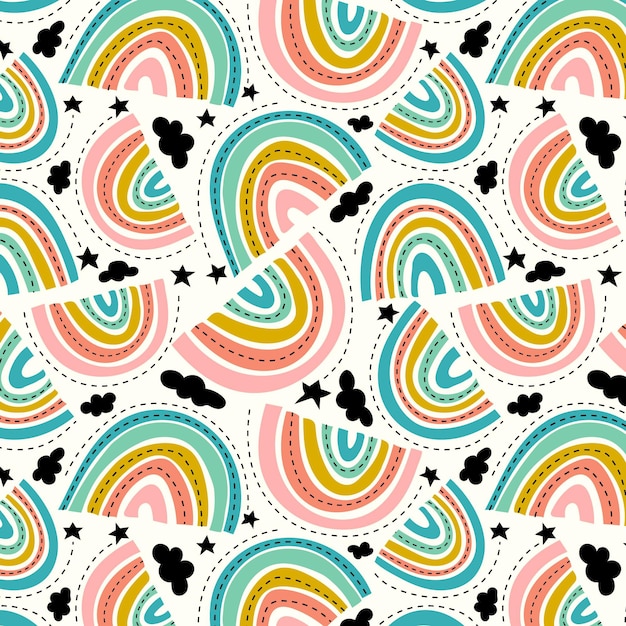 Vecteur gratuit conception de modèle arc-en-ciel dessiné à la main