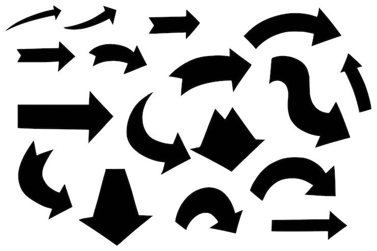 Vecteur gratuit conception moderne de l'ensemble de flèches noires directionnelles