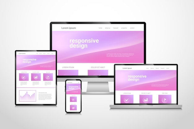Vecteur gratuit conception de site web réactif dégradé