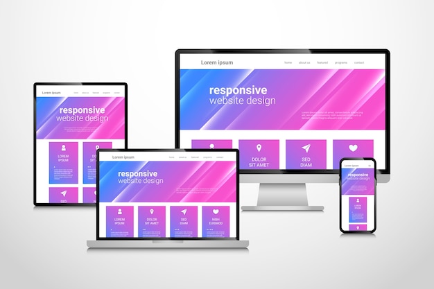 Vecteur gratuit conception de site web réactif dégradé