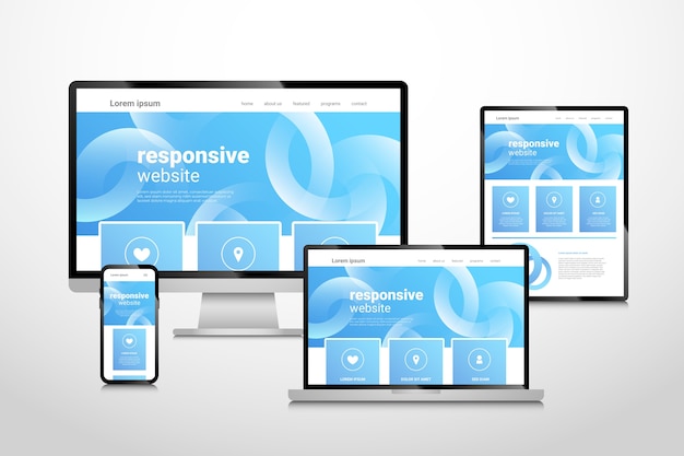Vecteur gratuit conception de site web réactif dégradé