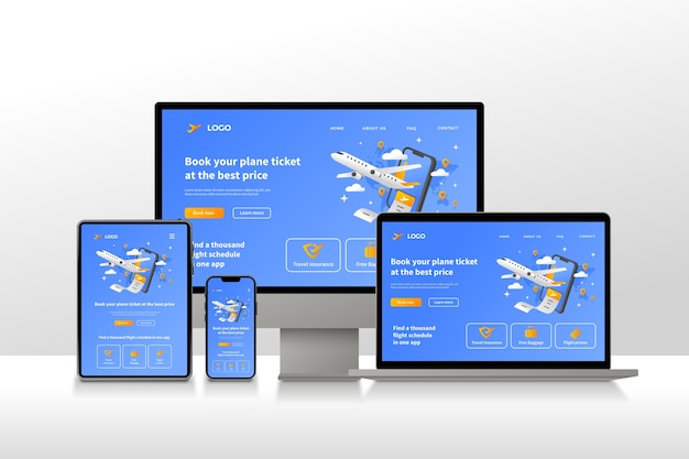 Vecteur gratuit conception de site web réactif dégradé