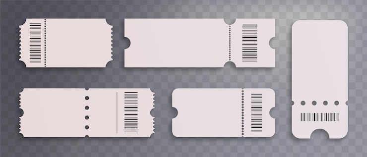 Vecteur gratuit coupon blanc ou billet d'entrée avec code à barres