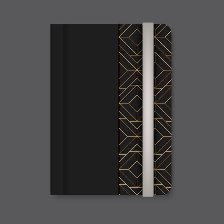 Vecteur gratuit couverture de motif géométrique doré d'un vecteur de journal noir