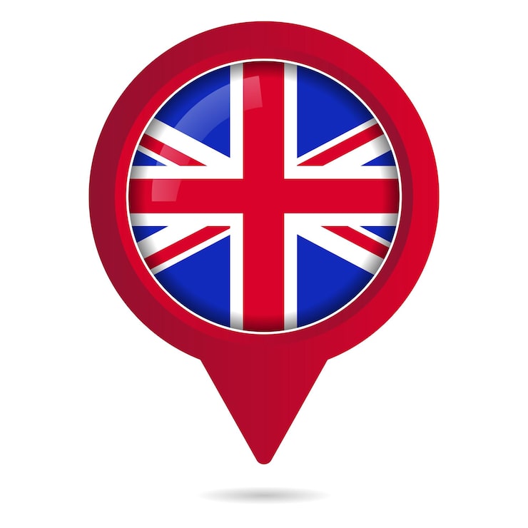 Vecteur gratuit dégradé de broche de localisation du drapeau britannique
