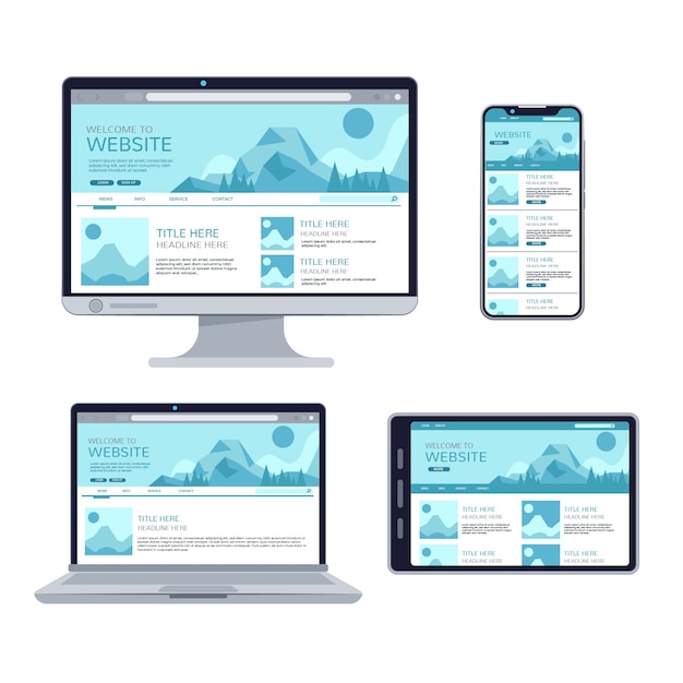 Vecteur gratuit design plat de conception de site web réactif