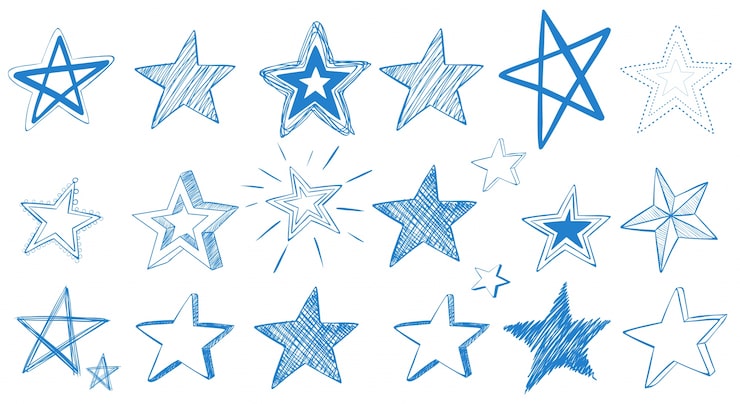 Vecteur gratuit différents modèles d'étoiles bleues