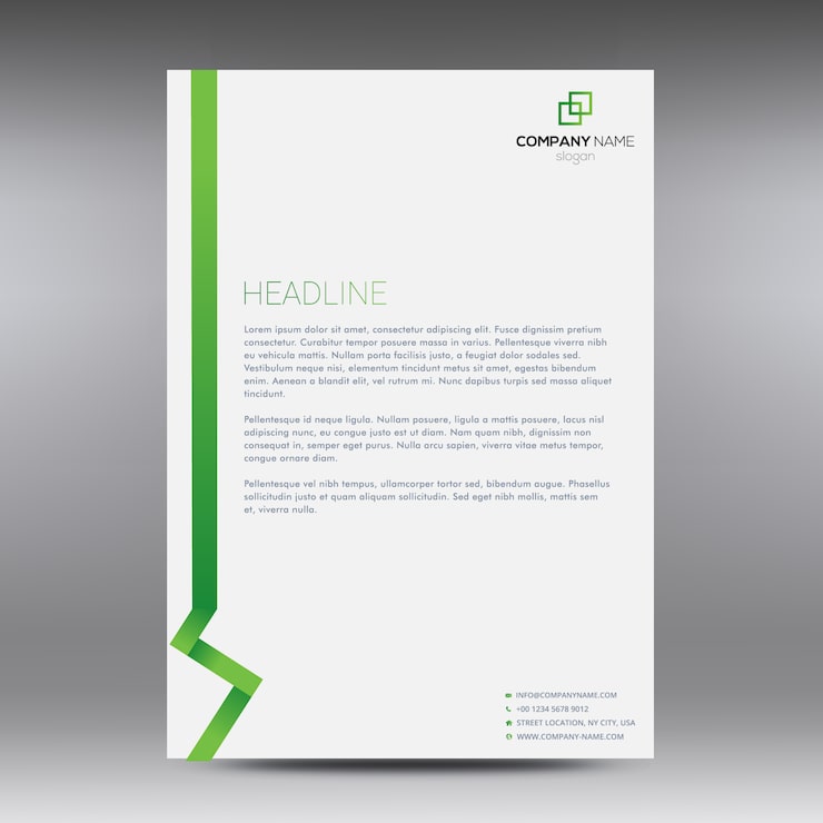 Vecteur gratuit document commercial blanc et vert