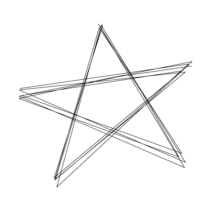 Vecteur gratuit doodle dessiné à la main étoile superposée