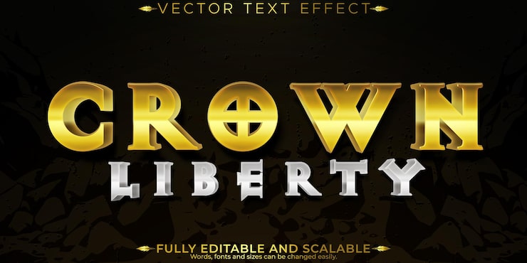 Vecteur gratuit effet de texte modifiable : style de police 3d métallique et brillant 'roi épée'