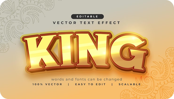 Vecteur gratuit effet de texte modifiable style 'roi brillant'