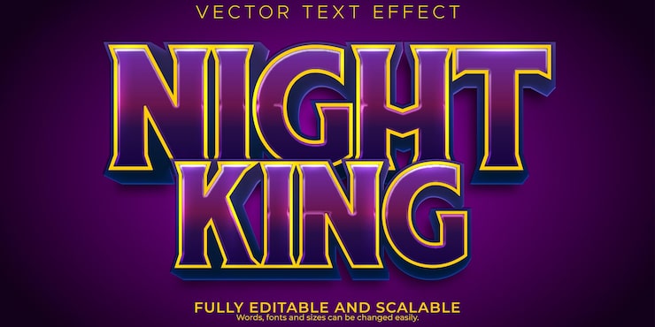 Vecteur gratuit effet de texte roi de nuit style de texte esport et chevalier modifiable