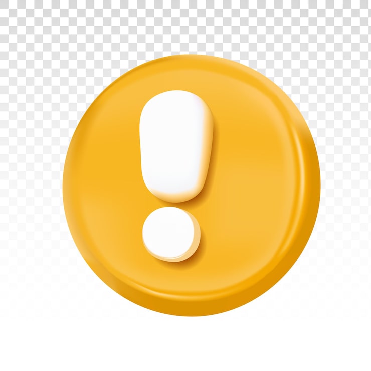 Vecteur gratuit élément vectoriel 3d : point d'exclamation rond jaune, signe d'avertissement, d'alerte, d'attention, de notification, symbole, icône