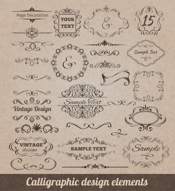 Vecteur gratuit éléments de conception calligraphiques