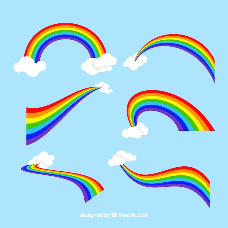 Vecteur gratuit ensemble arc-en-ciel coloré
