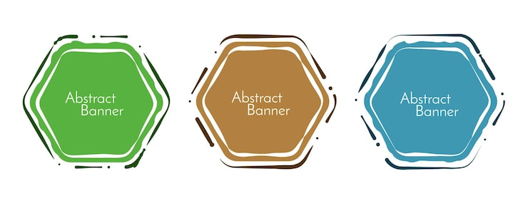 Vecteur gratuit ensemble de bannières modernes de forme hexagonale de conception géométrique abstraite
