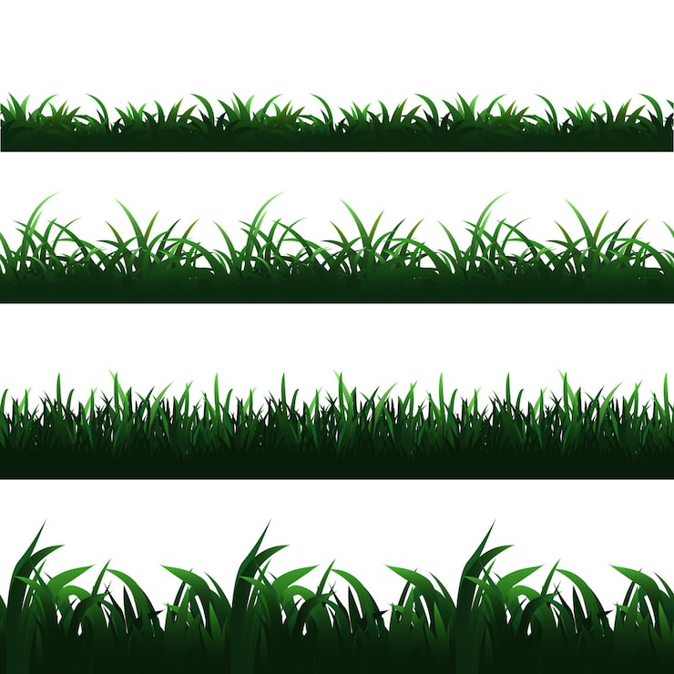 Vecteur gratuit ensemble de bordures d'herbe verte transparente