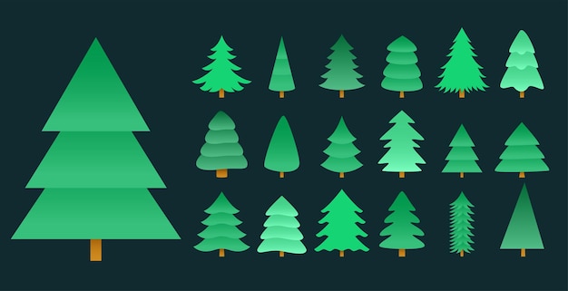 Vecteur gratuit ensemble de conception d'éléments d'arbre de noël dans une disposition différente
