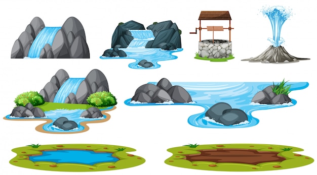 Vecteur gratuit ensemble d'élément d'eau isolé