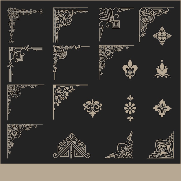 Vecteur gratuit ensemble d'éléments d'angle décoratifs