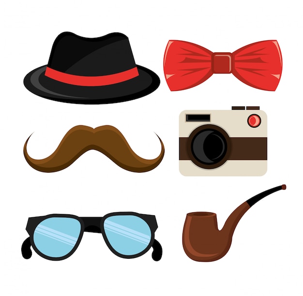 Vecteur gratuit ensemble d'éléments hipster