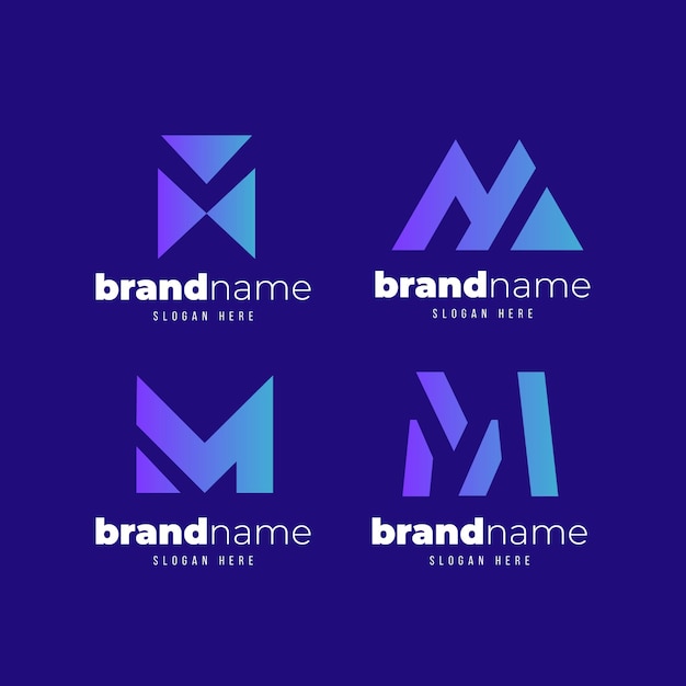 Vecteur gratuit ensemble de modèles de logo dégradé m