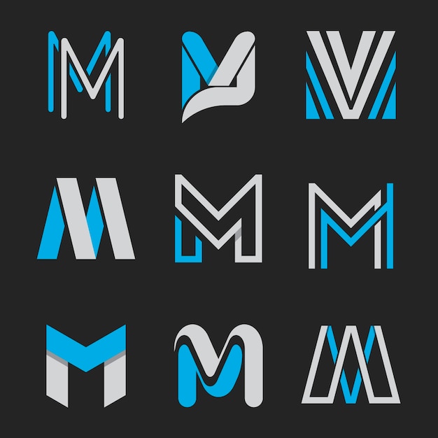 Vecteur gratuit ensemble de modèles de logo plat m