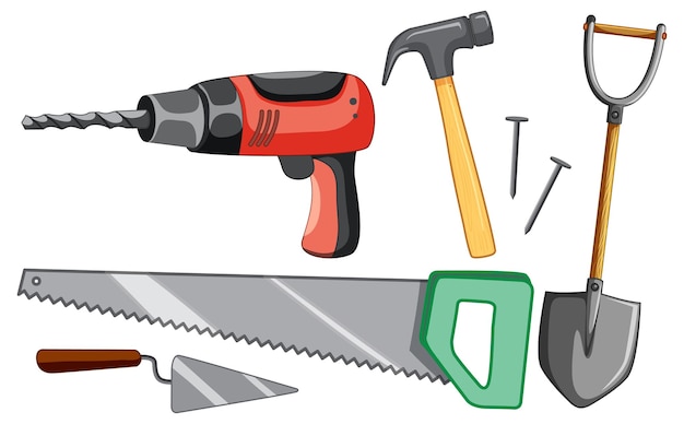 Vecteur gratuit ensemble d'objets de chantier