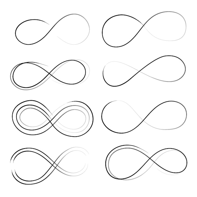 Vecteur gratuit ensemble de signes infinis dessinés à la main