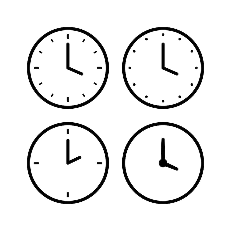 Vecteur gratuit ensemble de styles de contour d'horloges