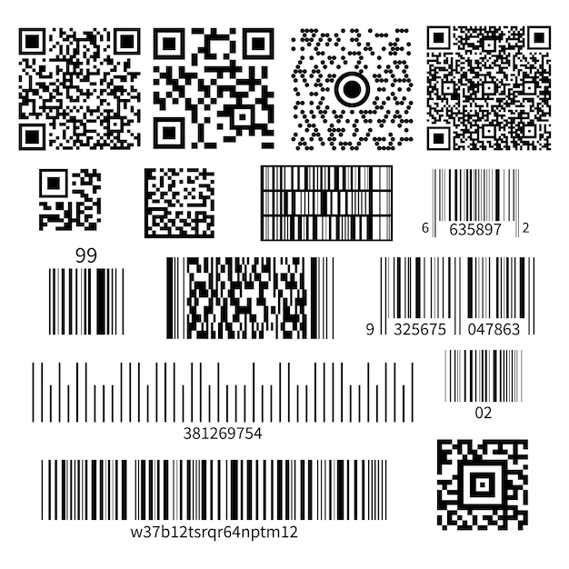 Vecteur gratuit ensemble de types de codes à barres