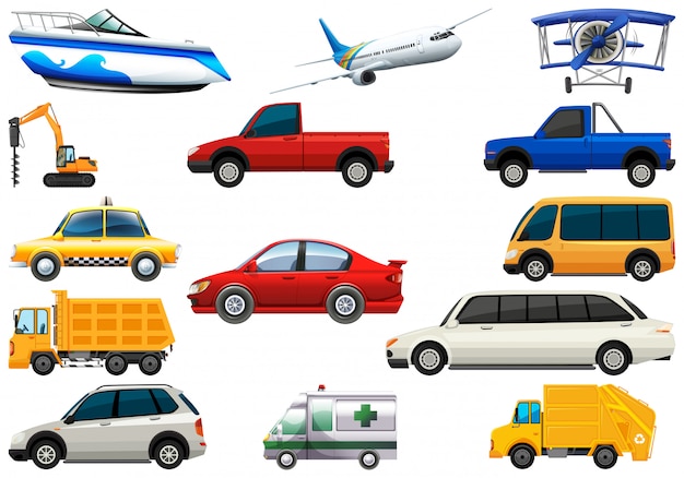 Vecteur gratuit ensemble de véhicule de transport