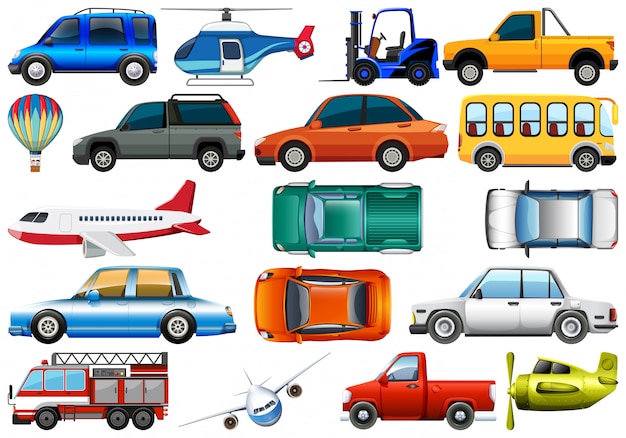 Vecteur gratuit ensemble de véhicule de transport