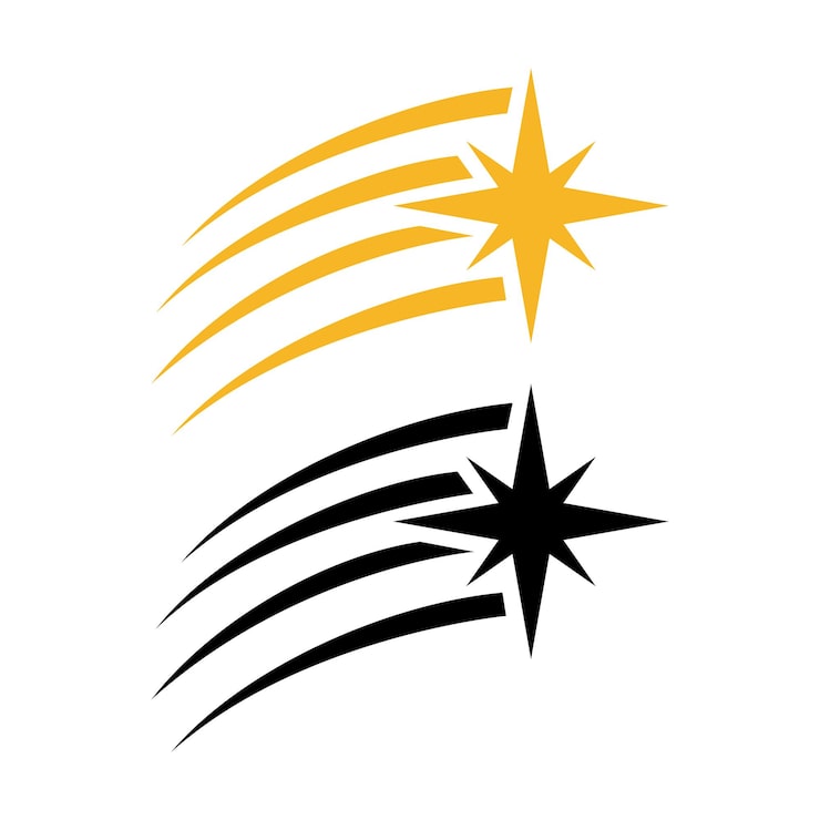 Vecteur gratuit étoile filante à huit pointes noire et jaune
