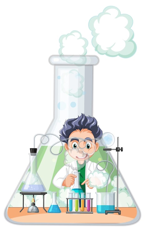 Vecteur gratuit expérience scientifique drôle en laboratoire