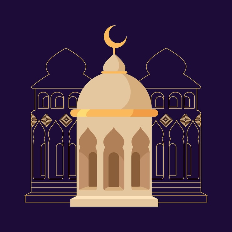 Vecteur gratuit façade de la mosquée musulmane