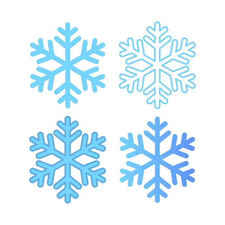 Vecteur gratuit flocon de neige simple, styles multiples