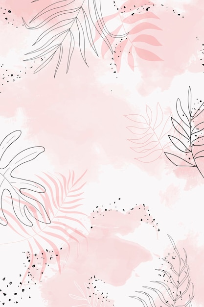 Vecteur gratuit fond aquarelle feuillu rose