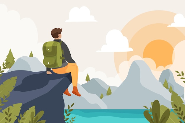 Vecteur gratuit fond d'aventure plat avec illustration