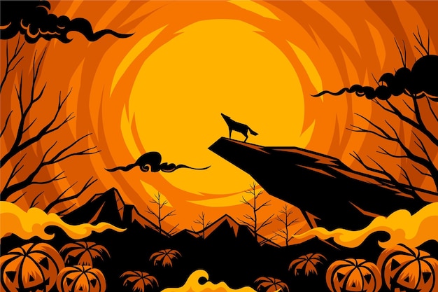Vecteur gratuit fond d'écran d'halloween dessiné à la main