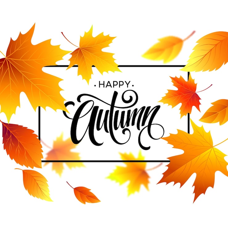 Vecteur gratuit fond de feuilles d'automne avec calligraphie. conception de carte ou d'affiche d'automne. illustration vectorielle eps10