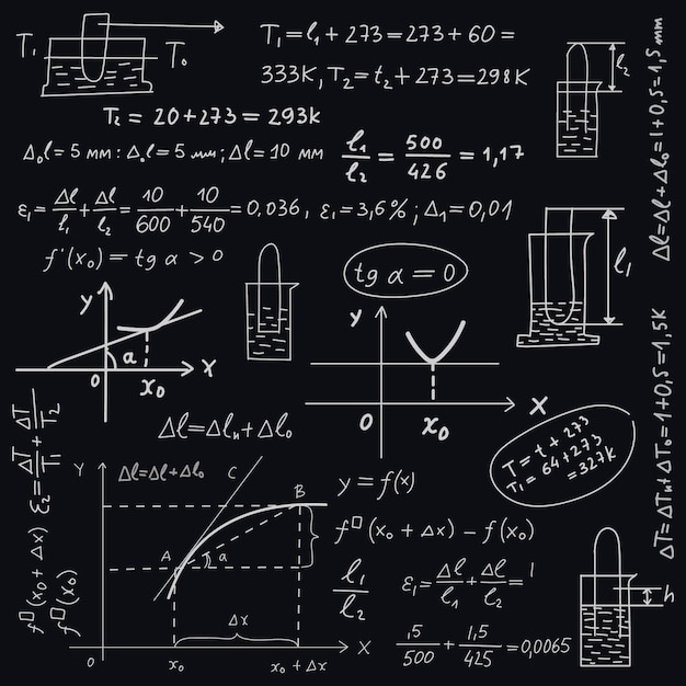 Vecteur gratuit des formules scientifiques sur le tableau noir