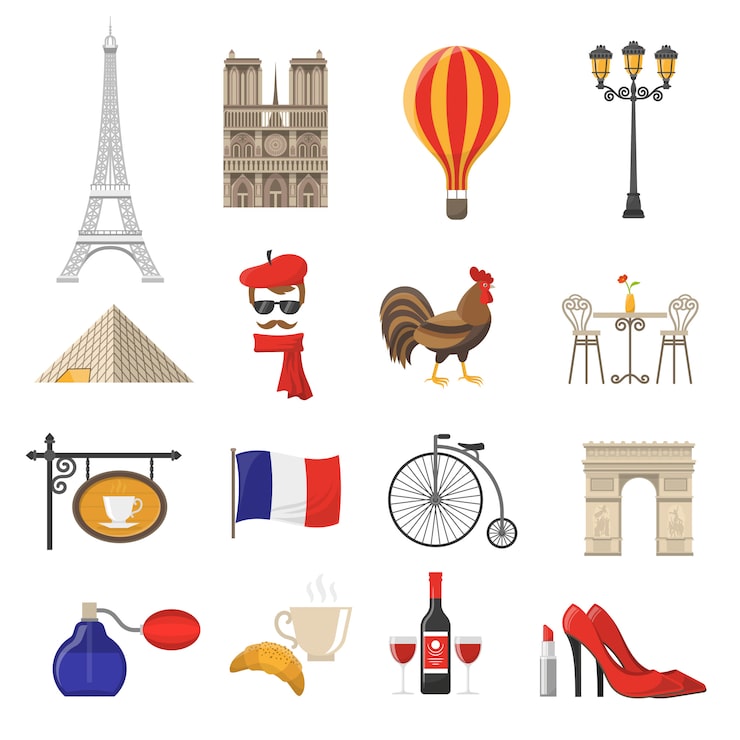 Vecteur gratuit france icons set