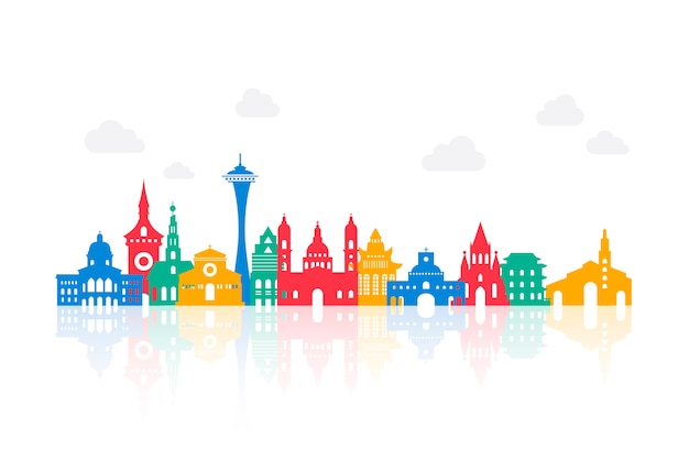 Vecteur gratuit l'horizon coloré des points de repère