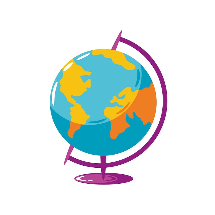 Vecteur gratuit l'icône de la carte du globe scolaire est isolée