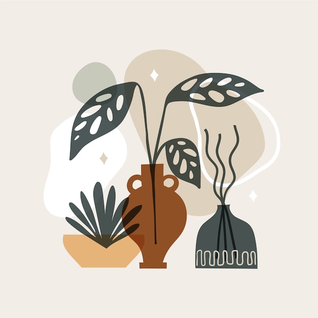 Vecteur gratuit illustration d'art mural de conception plate boho