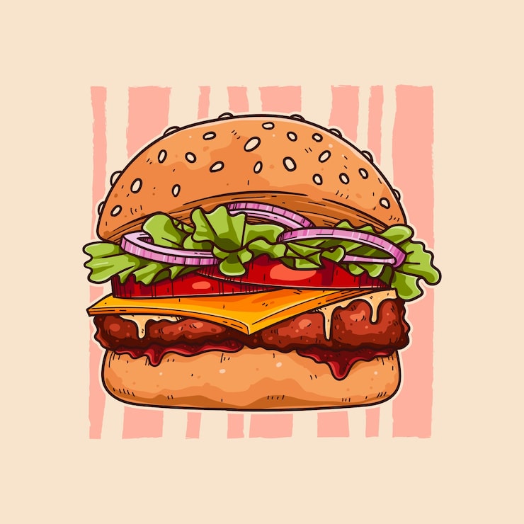 Vecteur gratuit illustration de burger dessiné à la main